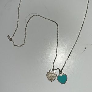 Tiffany and co return to mini double heard pendant necklace emerald blue